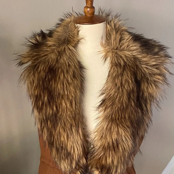 Anthropologie Hei Hei Brown Cargo Fur Collar Vest XS - Picture 4 of 8